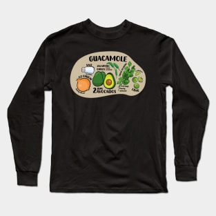 How to make guacamole illustrated recipe ingredients authentic mexican food Long Sleeve T-Shirt